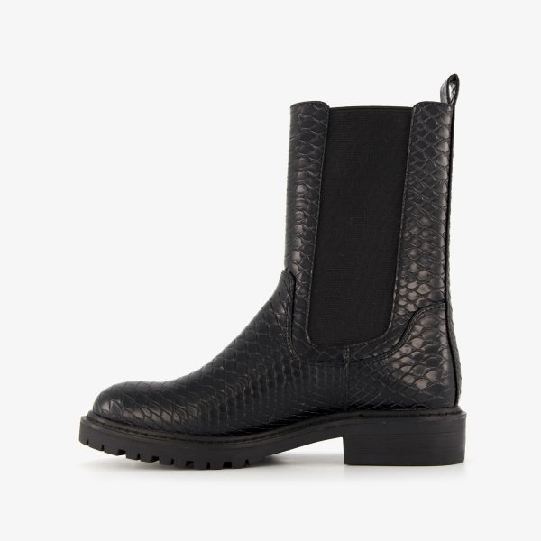 Blue Box dames croco chelsea boots zwart