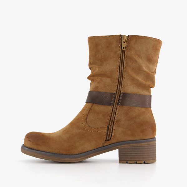 Blue Box dames boots met lage hak cognac