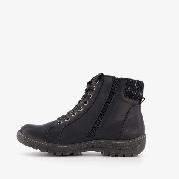 Blue Box lage gevoerde dames veterboots zwart