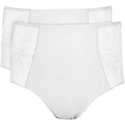 Nina Von C. High-waist-slip "Cotton Shape" met zij-inzetten van kant-tule (2 stuks