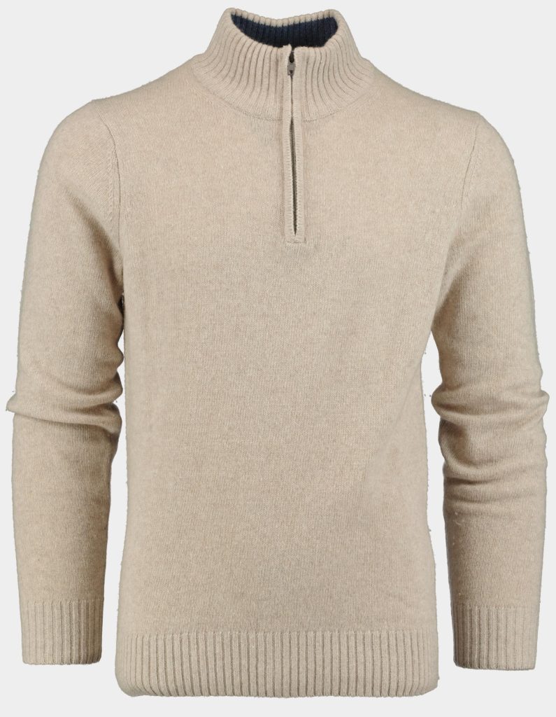 Bos Pullover Beige Lambswool half zip 1151224/633