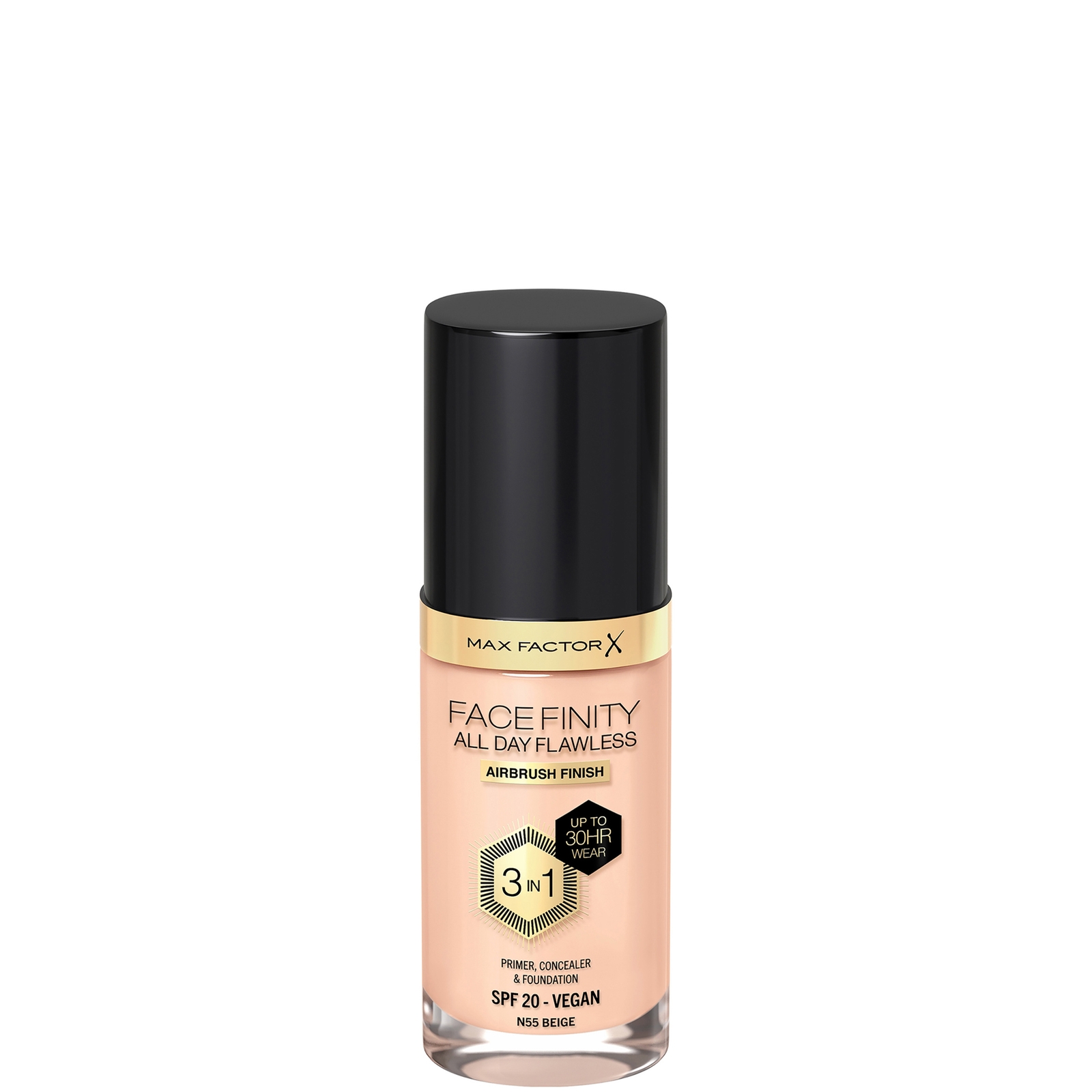 Max Factor Facefinity All Day Flawless 3 in 1 Vegan Foundation 30ml (Various Shades) - N55 - BEIGE