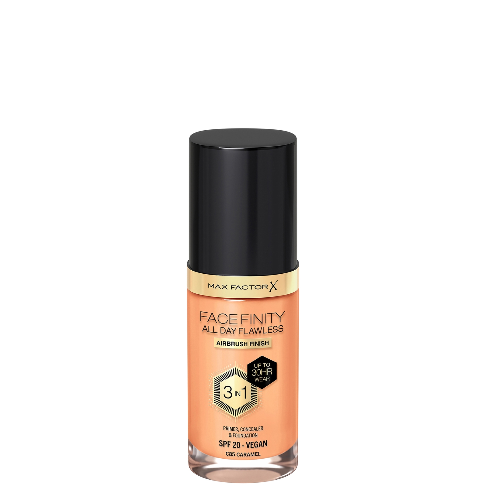 Max Factor Facefinity All Day Flawless 3 in 1 Vegan Foundation 30ml (Various Shades) - C85 - CARAMEL