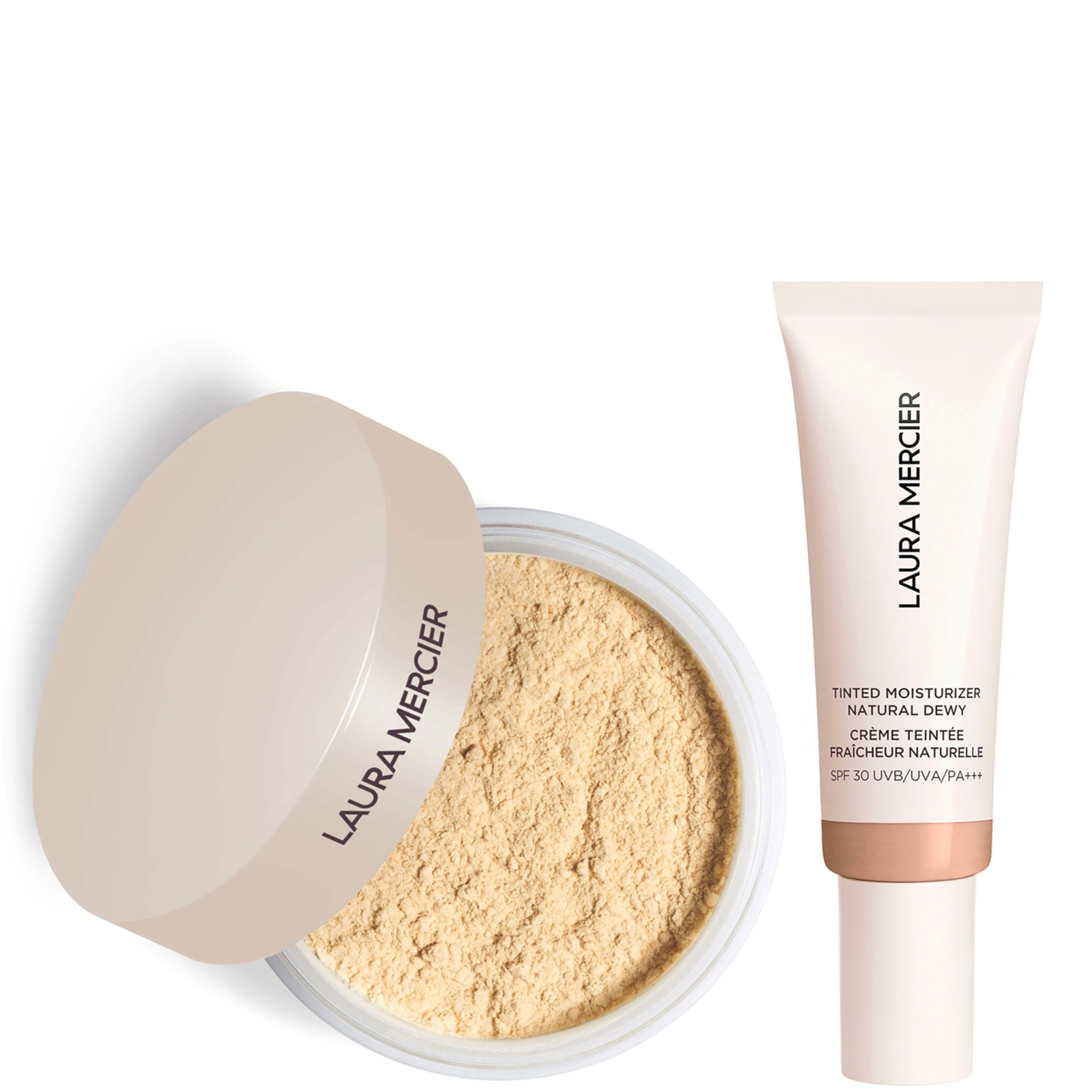 Laura Mercier Mini Translucent Loose Setting Powder Ultra Blur and Tinted Moisturiser Natural Dewy SPF 30 Duo (Various Shades) - 3C Fawn