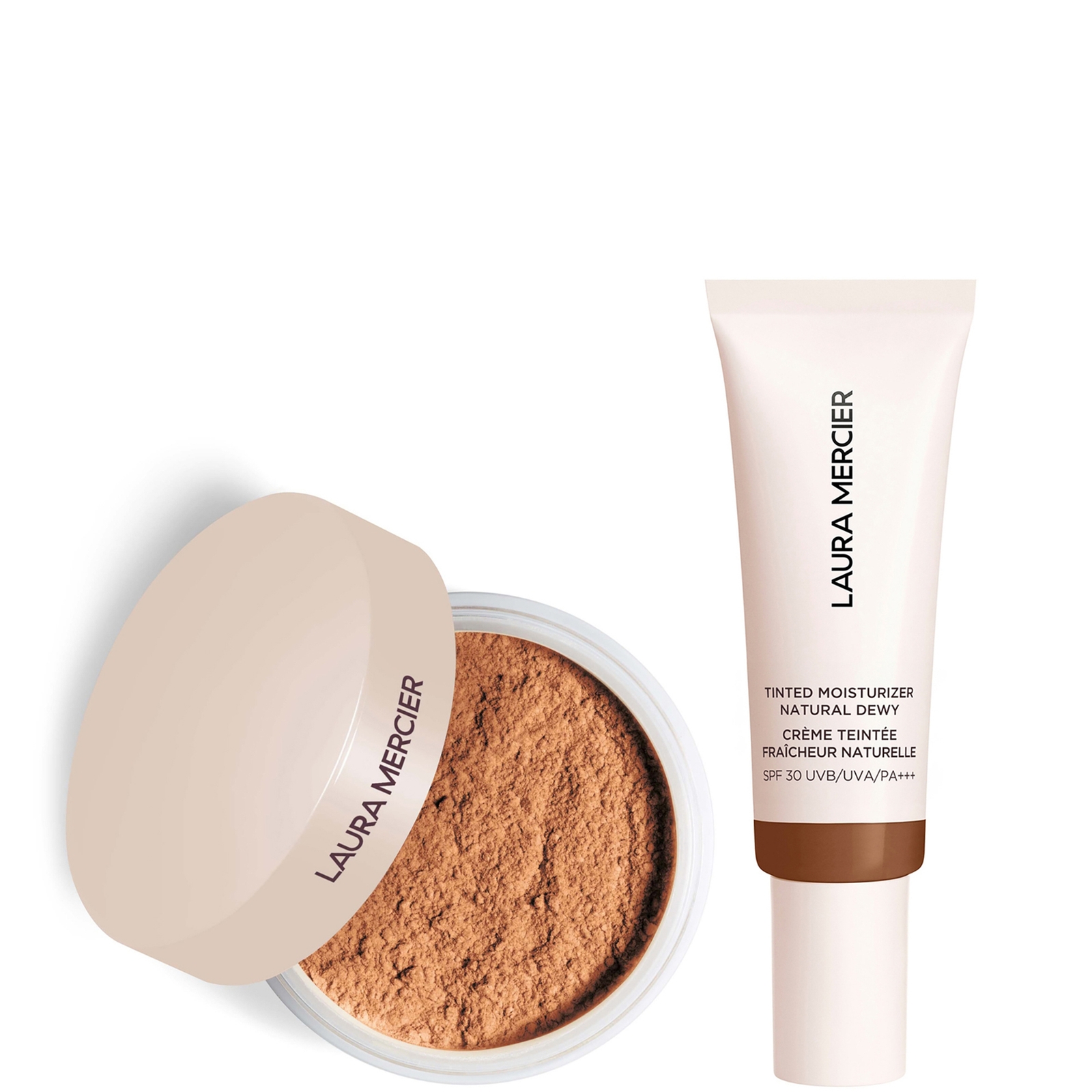 Laura Mercier Mini Translucent Loose Setting Powder Ultra Blur and Tinted Moisturiser Natural Dewy SPF 30 Duo (Various Shades) - 6C Brunette