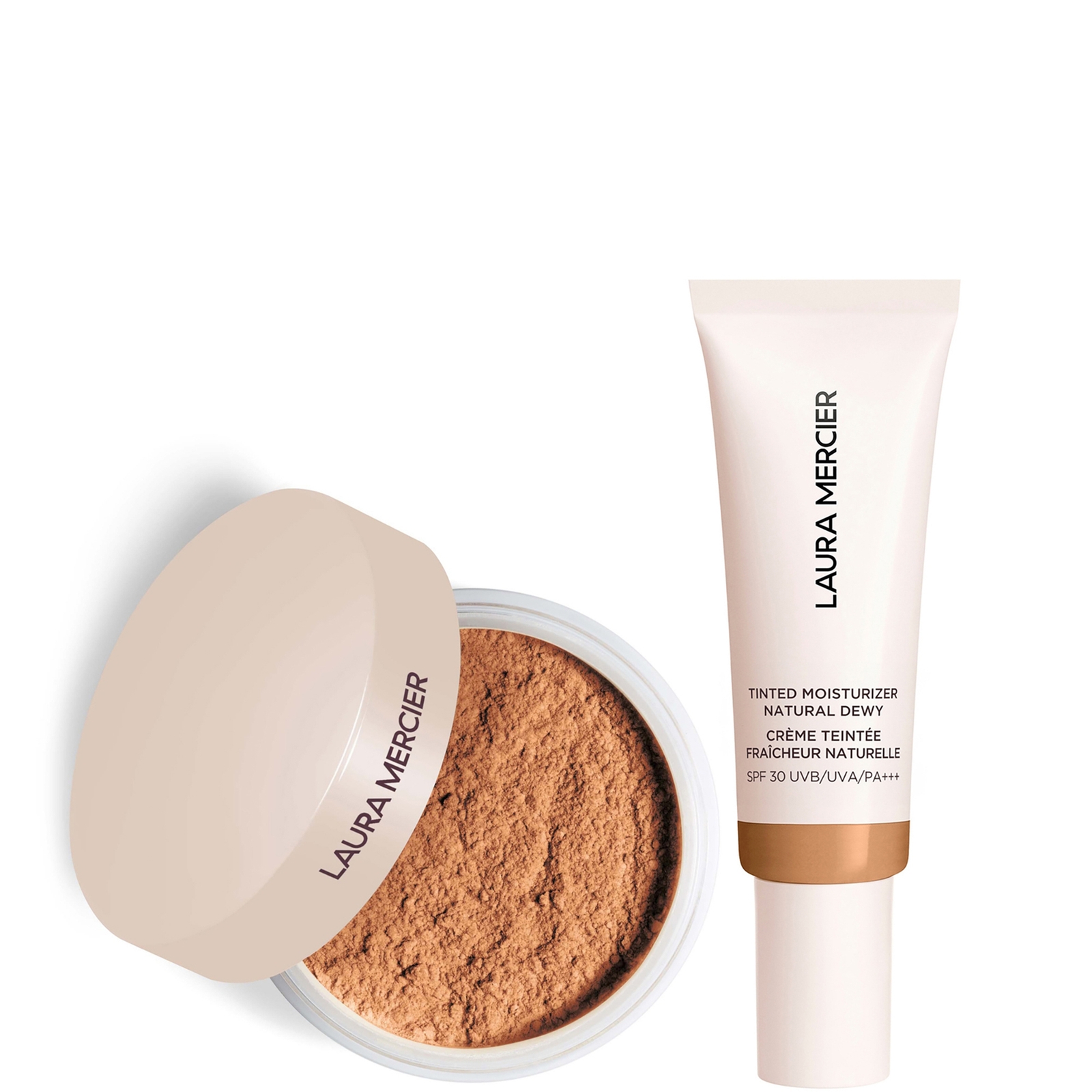 Laura Mercier Mini Translucent Loose Setting Powder Ultra Blur and Tinted Moisturiser Natural Dewy SPF 30 Duo (Various Shades) - 5C Cedar