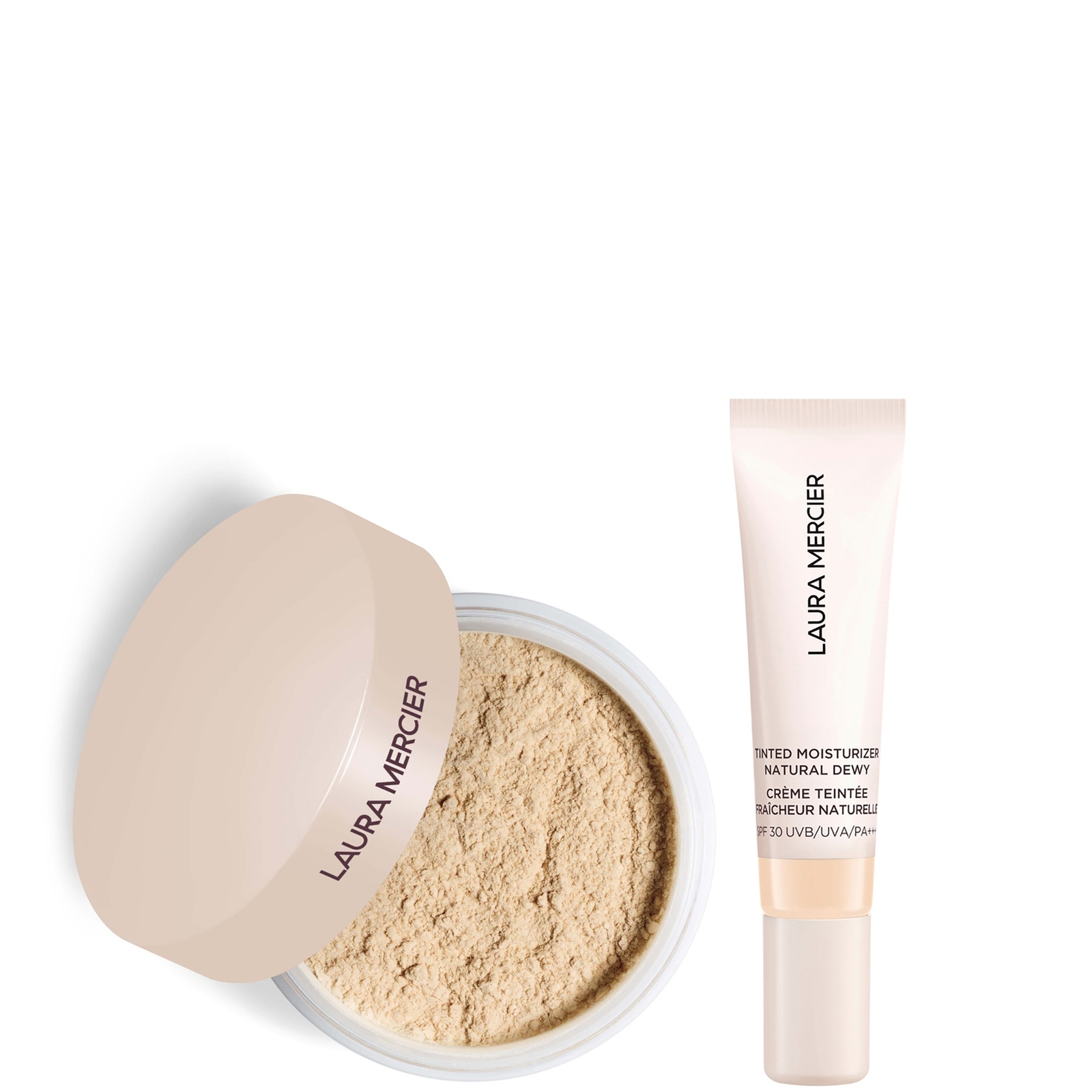 Laura Mercier Mini Translucent Loose Setting Powder Ultra Blur and Travel Size Tinted Moisturiser Dewy Duo (various shades) - 0N Silk