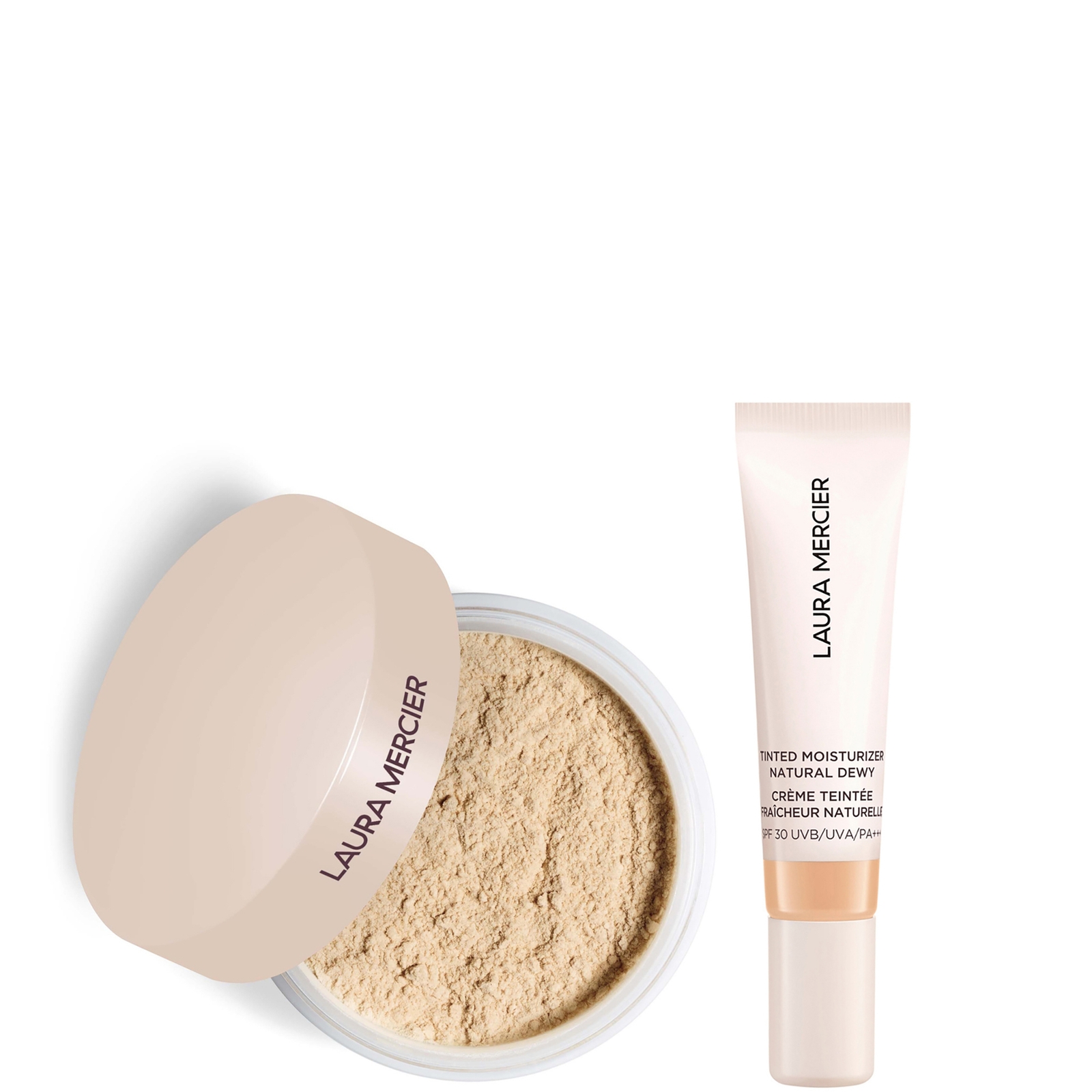 Laura Mercier Mini Translucent Loose Setting Powder Ultra Blur and Travel Size Tinted Moisturiser Dewy Duo (various shades) - 2N Maple