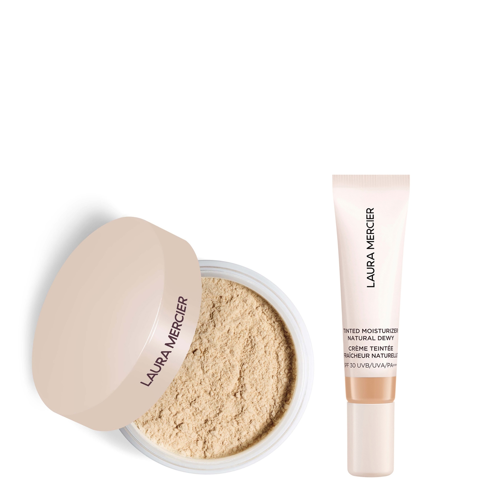 Laura Mercier Mini Translucent Loose Setting Powder Ultra Blur and Travel Size Tinted Moisturiser Dewy Duo (various shades) - 3N Sand