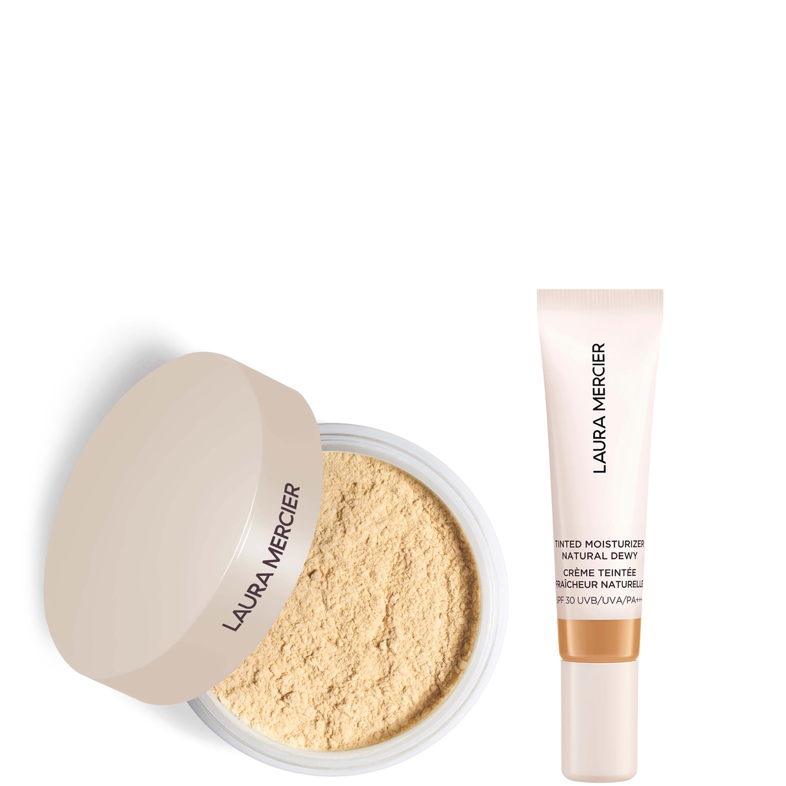 Laura Mercier Mini Translucent Loose Setting Powder Ultra Blur and Travel Size Tinted Moisturiser Dewy Duo (various shades) - 4N Teak