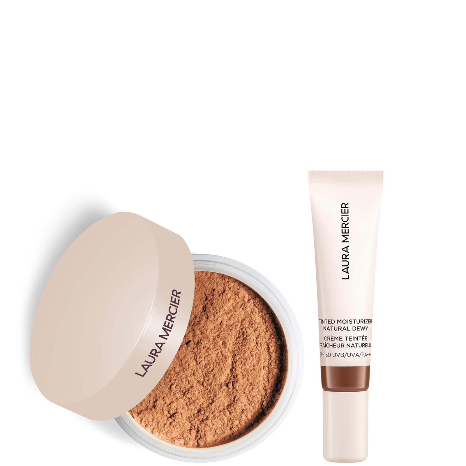 Laura Mercier Mini Translucent Loose Setting Powder Ultra Blur and Travel Size Tinted Moisturiser Dewy Duo (various shades) - 6N Umber