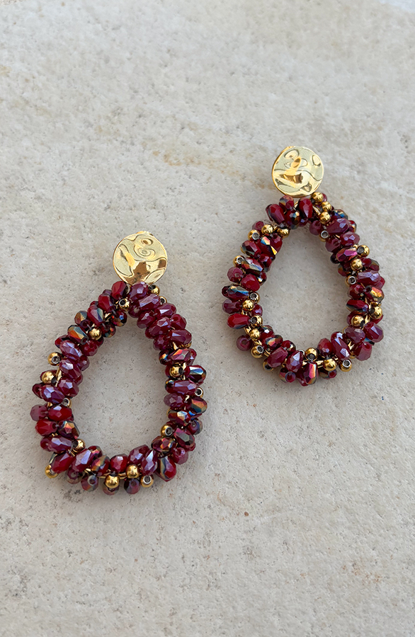 Elegant Beads Oorbellen Goud Rood
