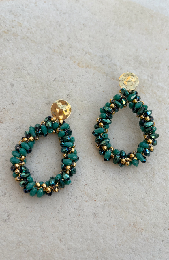 Elegant Beads Oorbellen Goud Smaragd