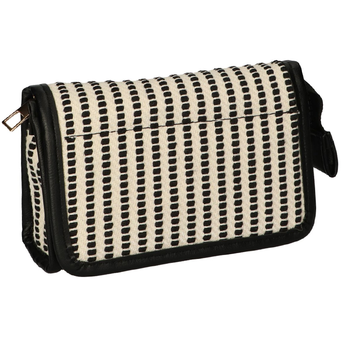 Make-up tasje met spiegel Stripe zwart/crème