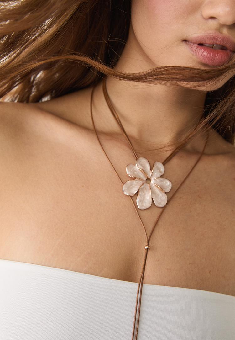 Stradivarius Ketting bloemkoord  Ecru OS