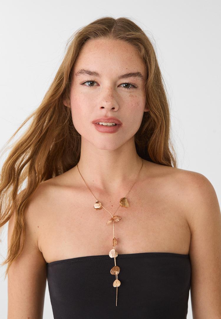 Stradivarius Ketting met bloementextuur  Goud OS