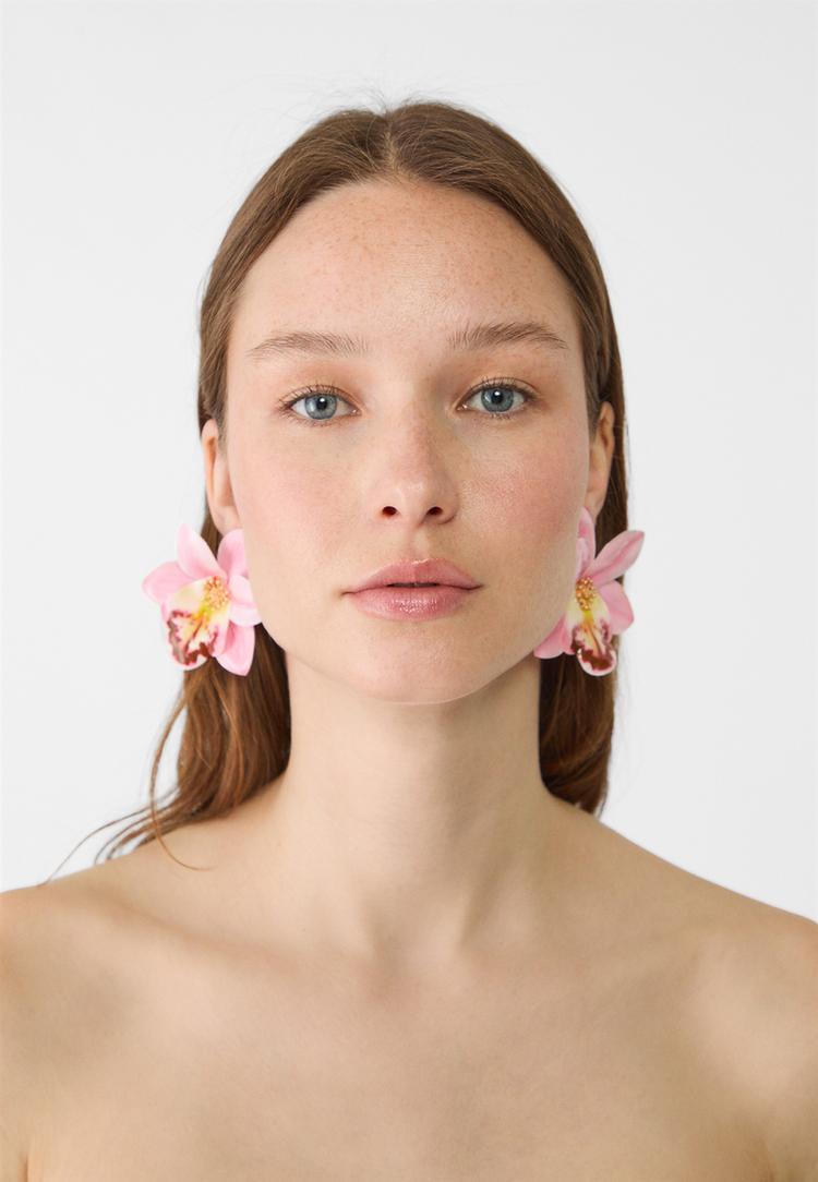 Stradivarius Oorbel orchidee bloem  Roze OS