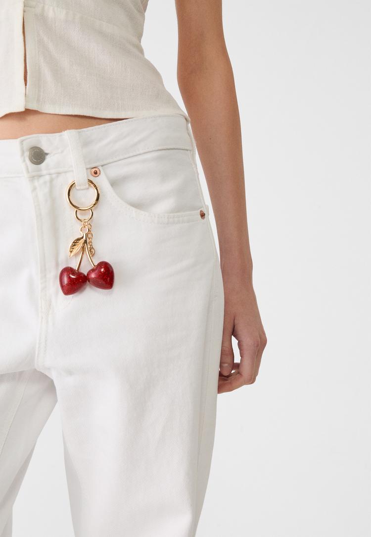 Stradivarius Sleutelhanger met kersenbedel  Rood OS