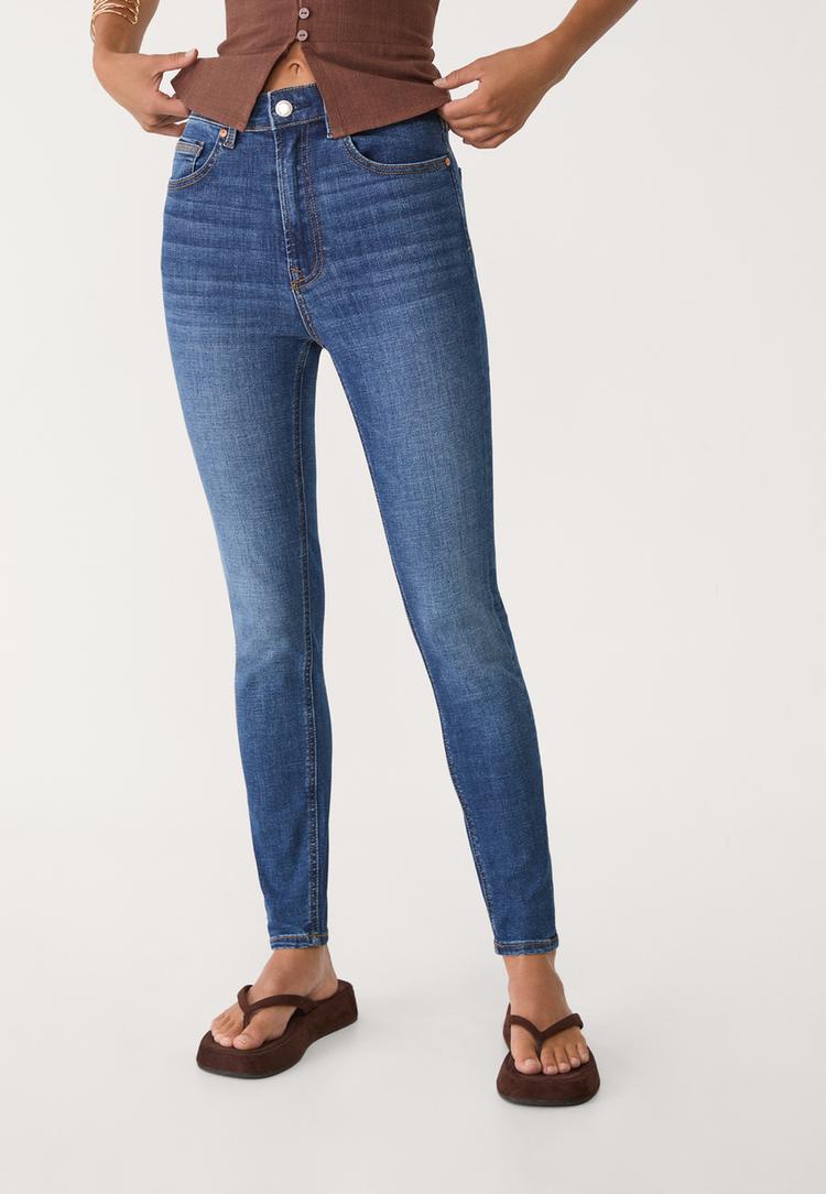 Stradivarius D09 skinny jeans met superhoge taille  VERBLEEKTE DENIM WASSING 34