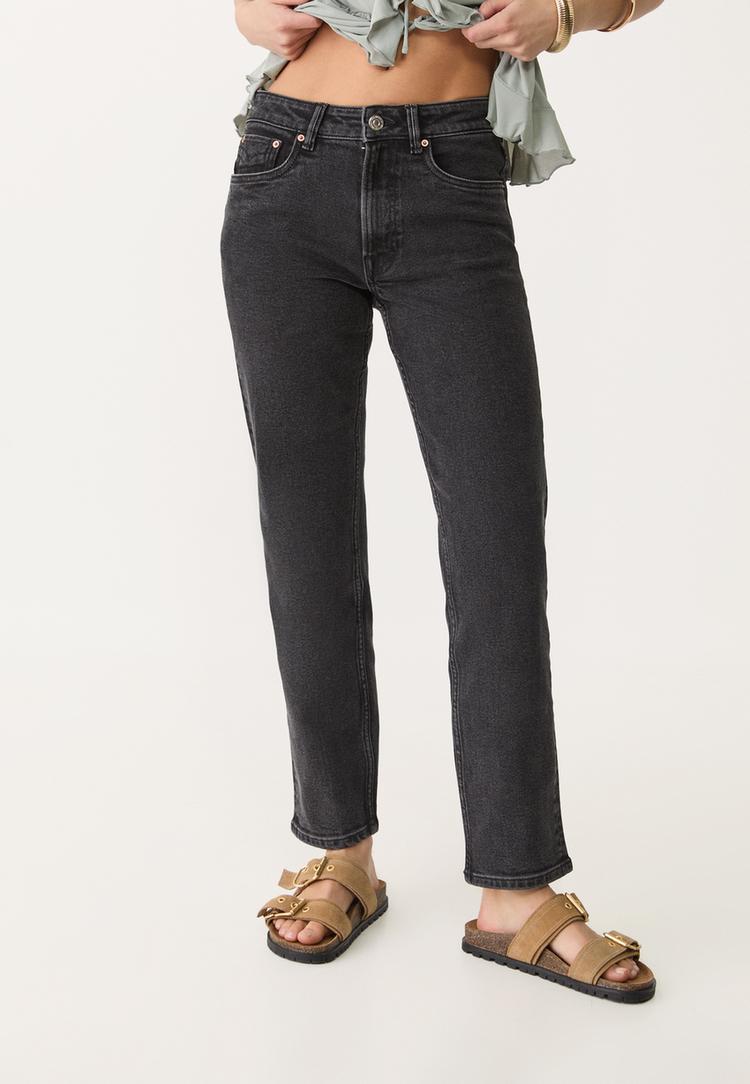 Stradivarius 1465 Slim-fit mom jeans  ZWARTE DENIM WASSING 40