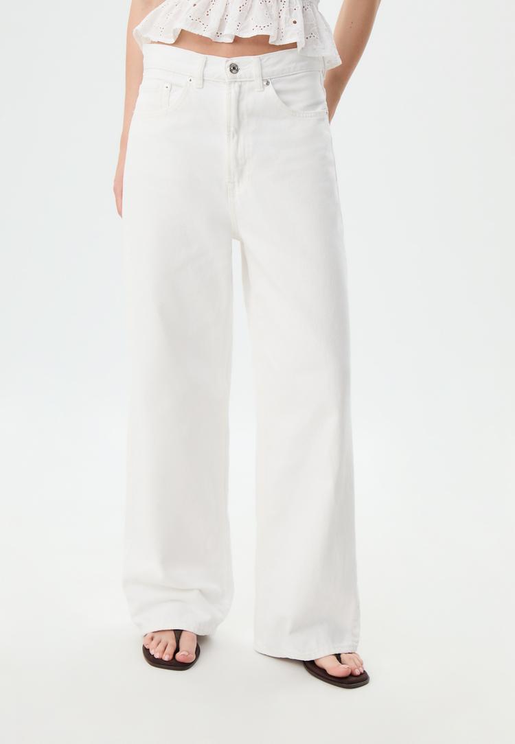 Stradivarius D88 Baggy wide leg jeans  Ecru 42