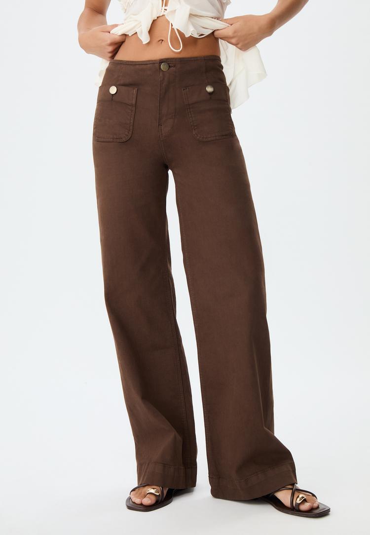 Stradivarius D77 minimalistische broek met zakken  Bruin 36