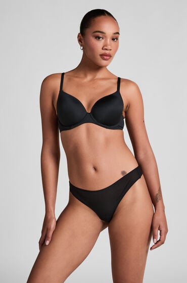 Hunkemöller Invisible string Stripe mesh Zwart