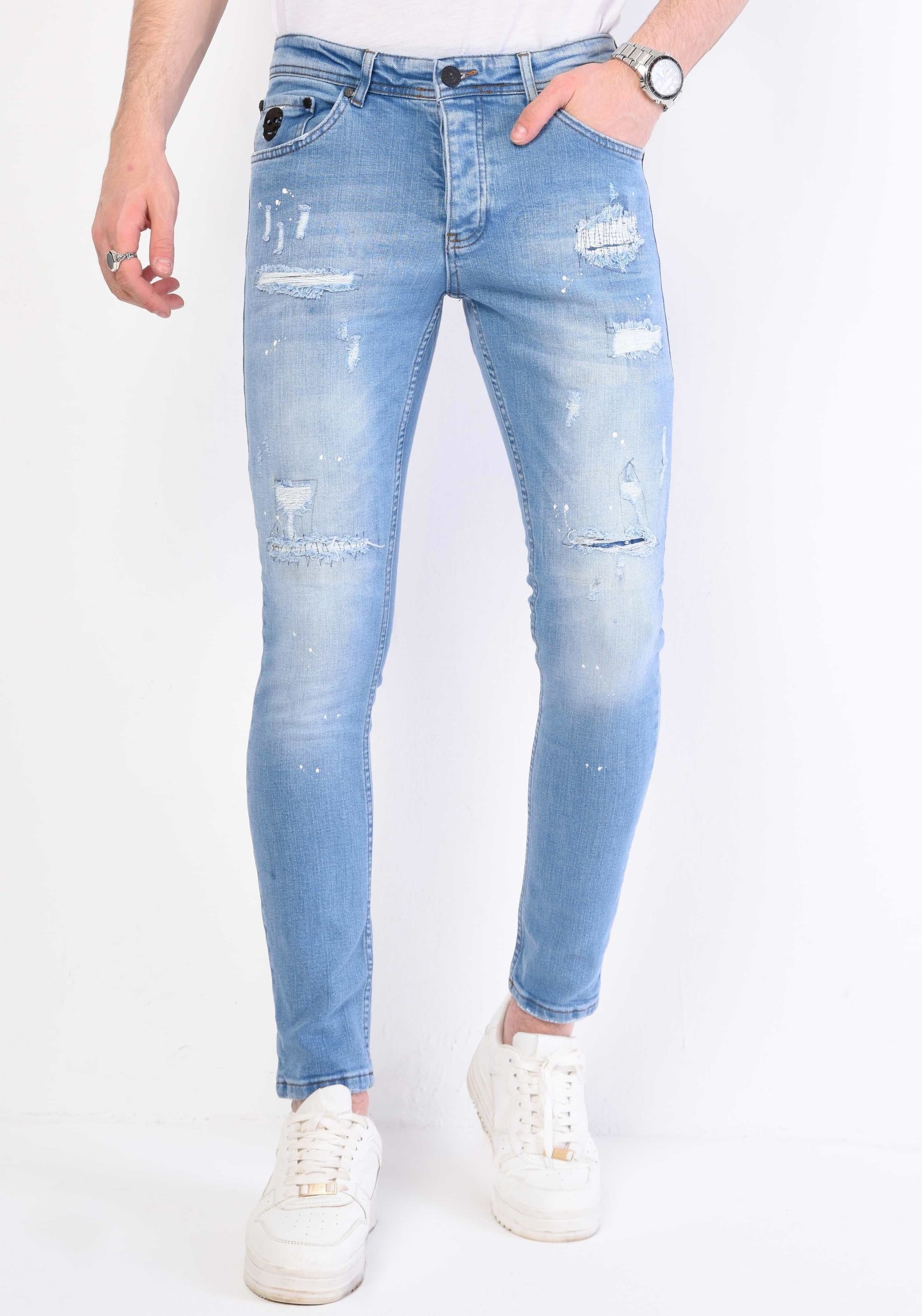 Local Fanatic Slim fit jeans met scheuren 1058