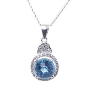 Atelier Christian Zilveren zirkonia hanger met synthetische topaas