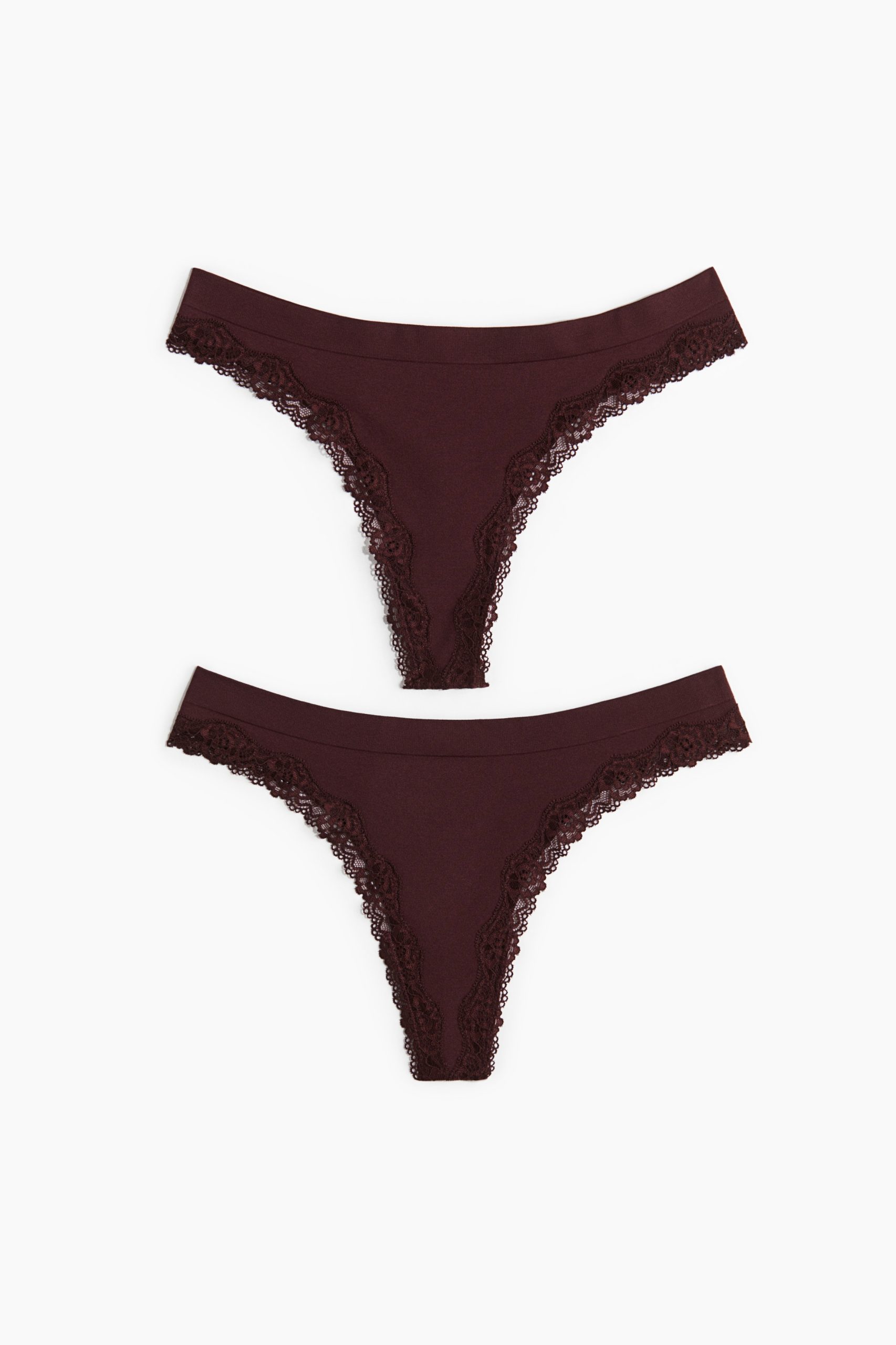 H & M - Set van 2 seamless slips met kant - Thong - Rood