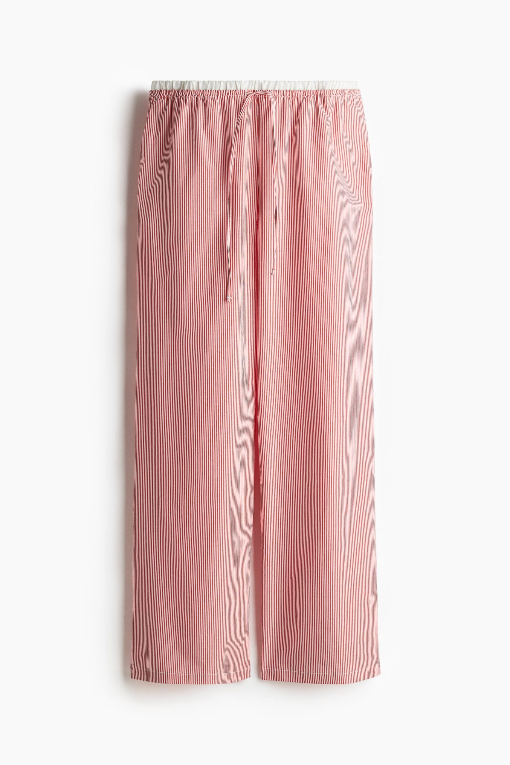 H & M - Popeline broek met dubbele tailleband - Rood