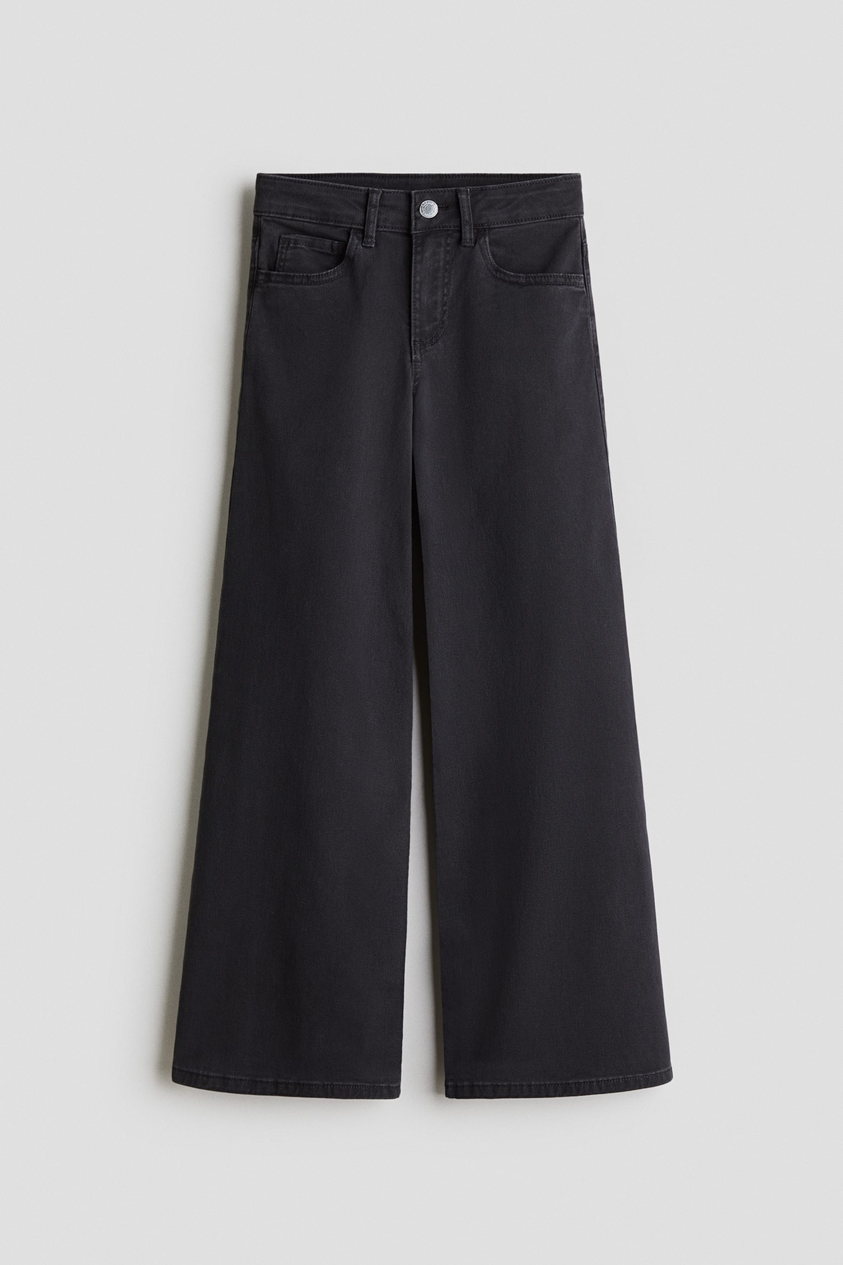 H & M - Twill broek met wijde pijpen - Zwart