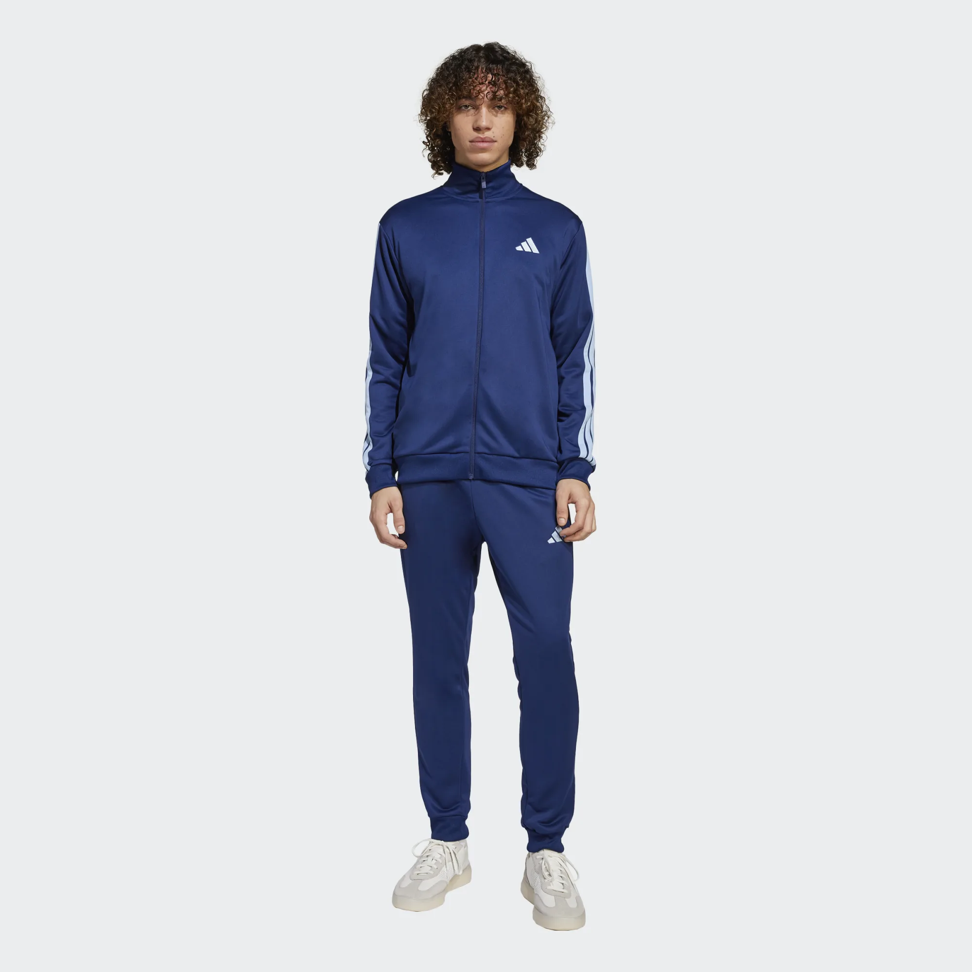 Adidas Basic 3 Stripes Trainingspak Heren Blauw - Maat XS - Kleur: Donkerblauw | Soccerfanshop