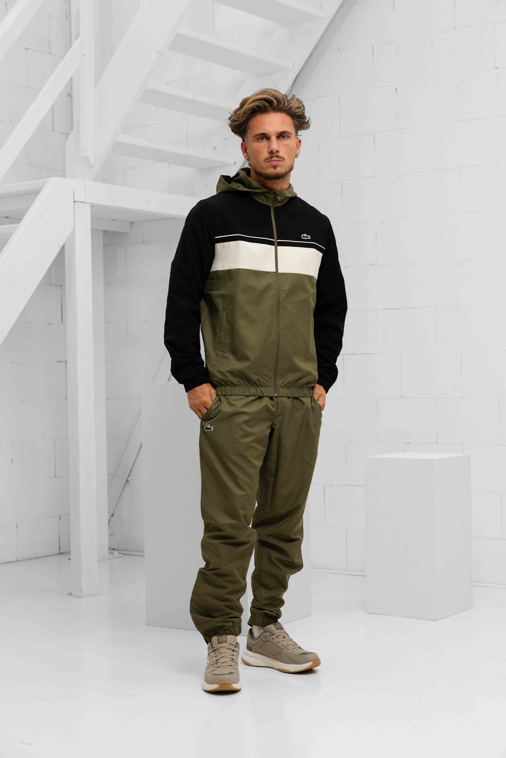 Lacoste Diamond Trainingspak Heren Donkergroen/Zwart - Maat XL - Kleur: DonkergroenZwart | Soccerfanshop