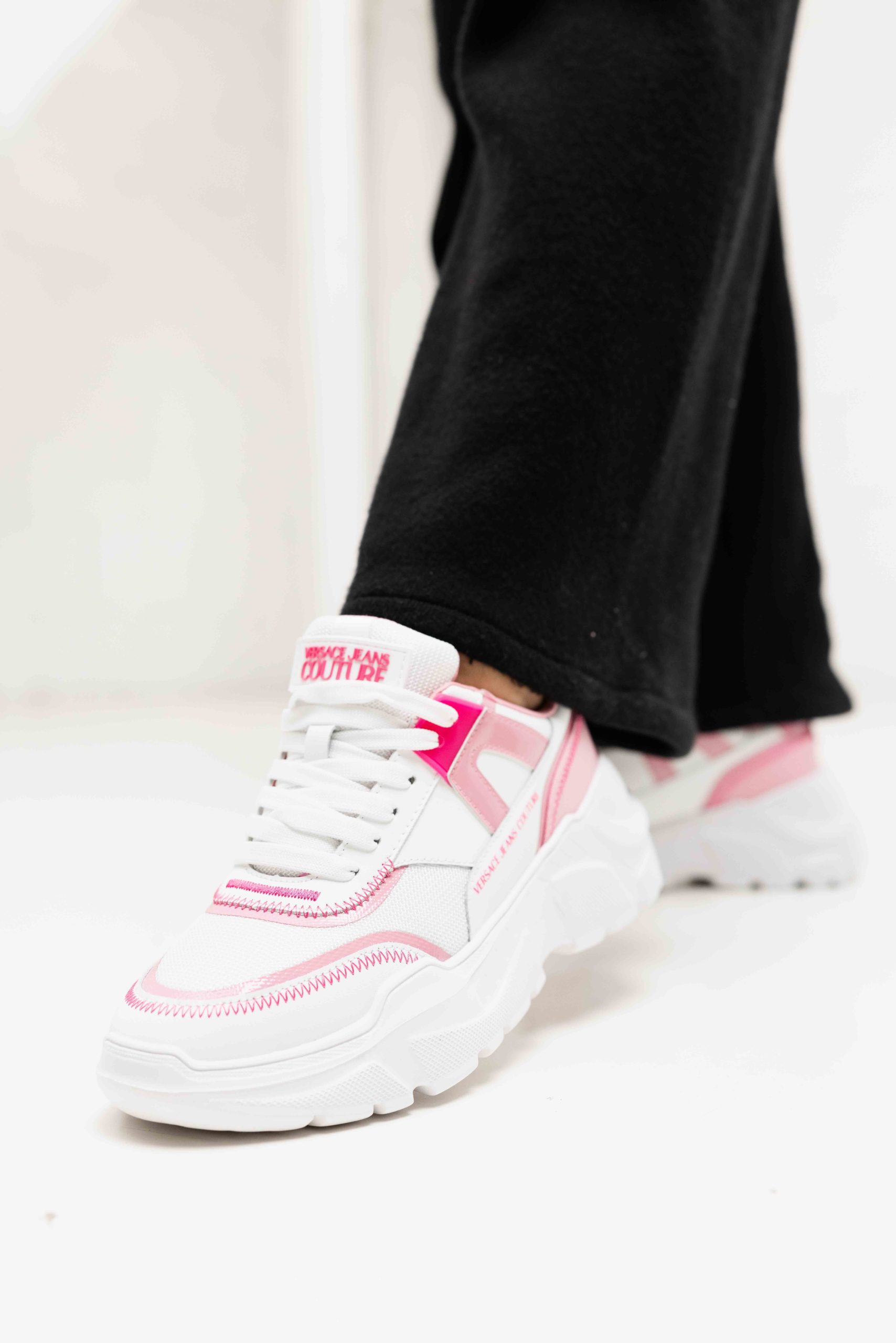 Versace Jeans Couture Fondo Speedtrack Sneakers Dames Wit/Roze - Maat 41 - Kleur: WitRoze | Soccerfanshop