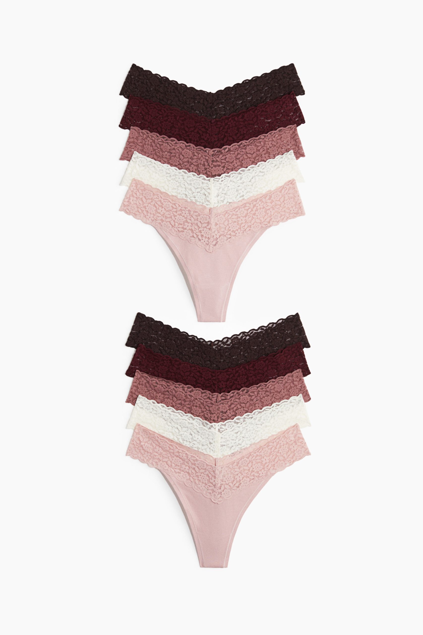H & M - Set van 10 kanten slips - Thong - Roze