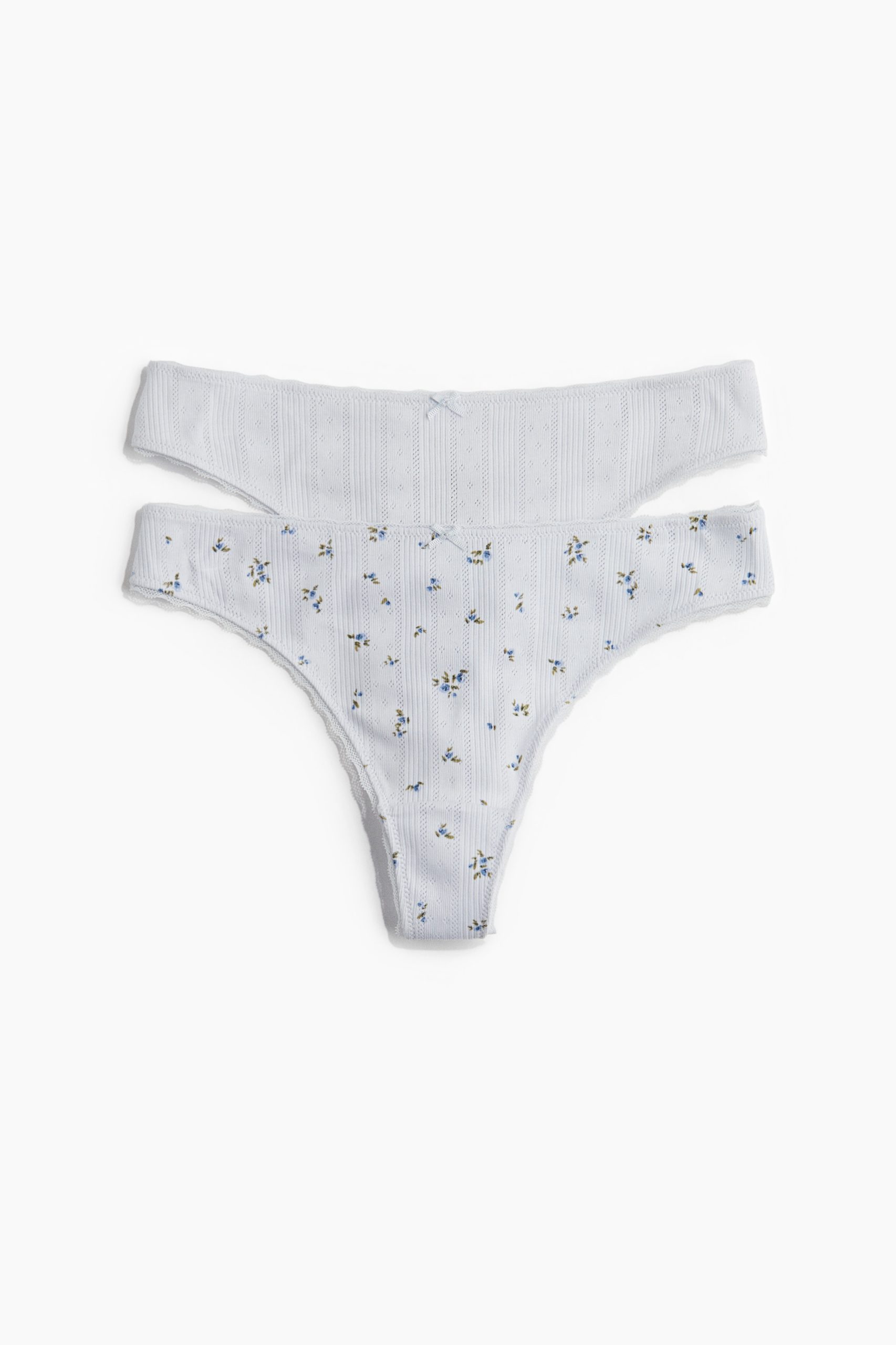 H & M - Set van 2 slips met pointelledessin - Thong - Blauw