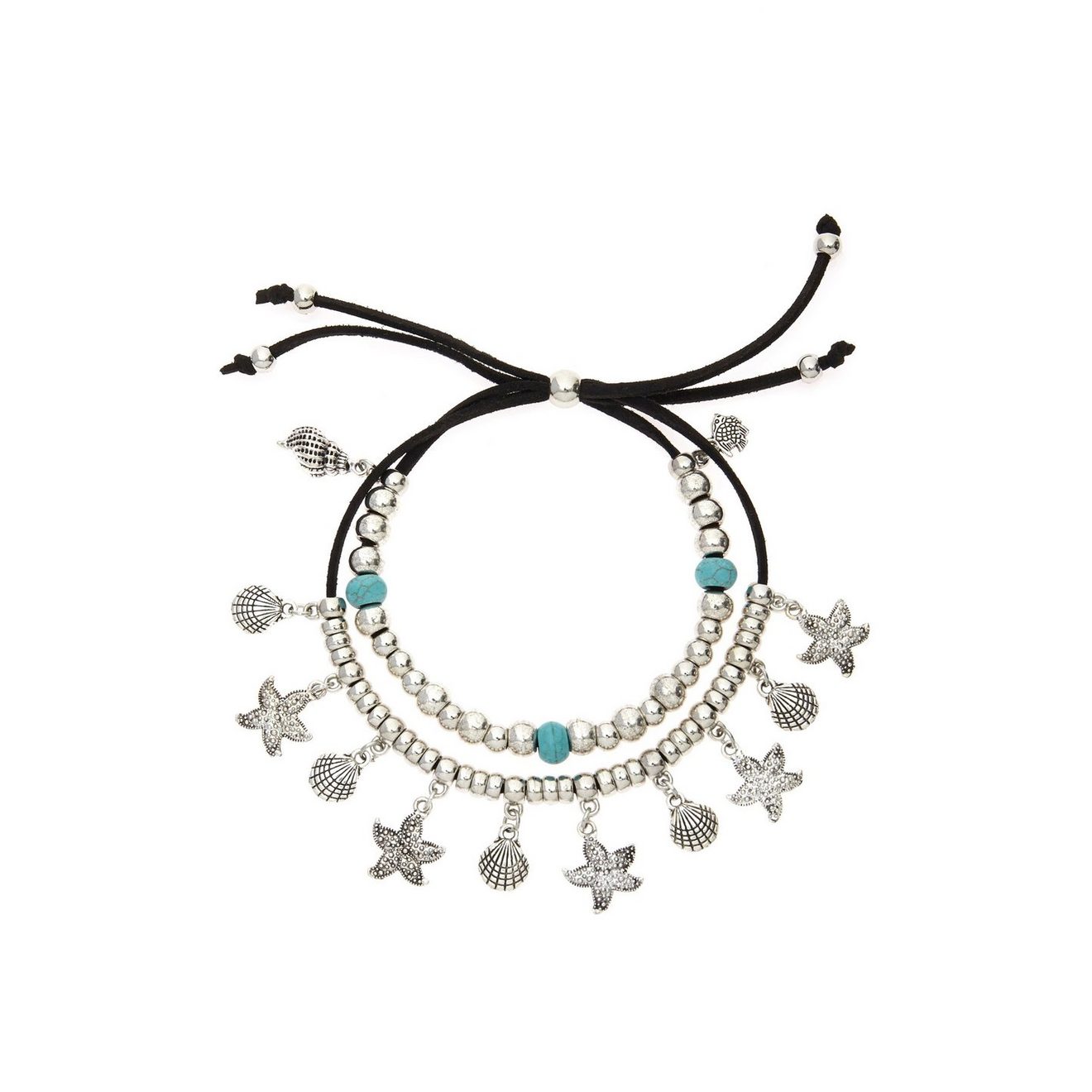 Lascana Enkelkettinkje met hanger In Layer Look 2-rijige enkelband met schelpvormige hanger