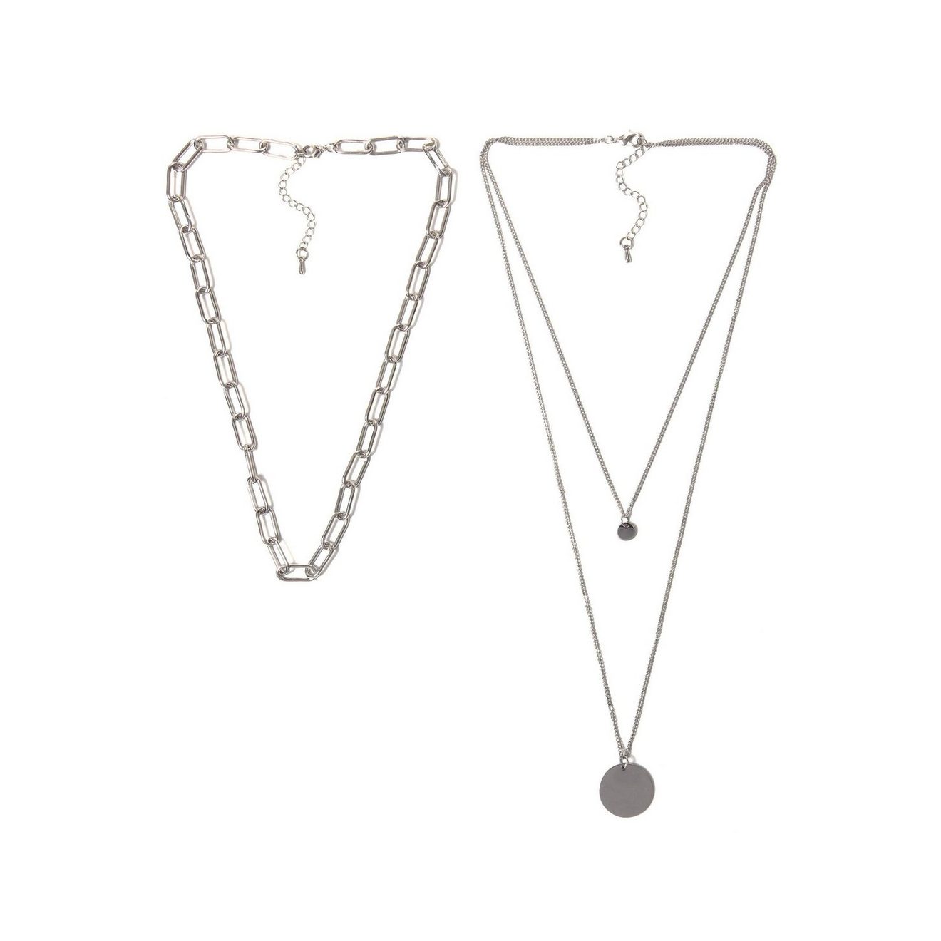 Firetti Kettingenset 2-rijige layerkwaliteiten schakelketting met ronde hangers (set