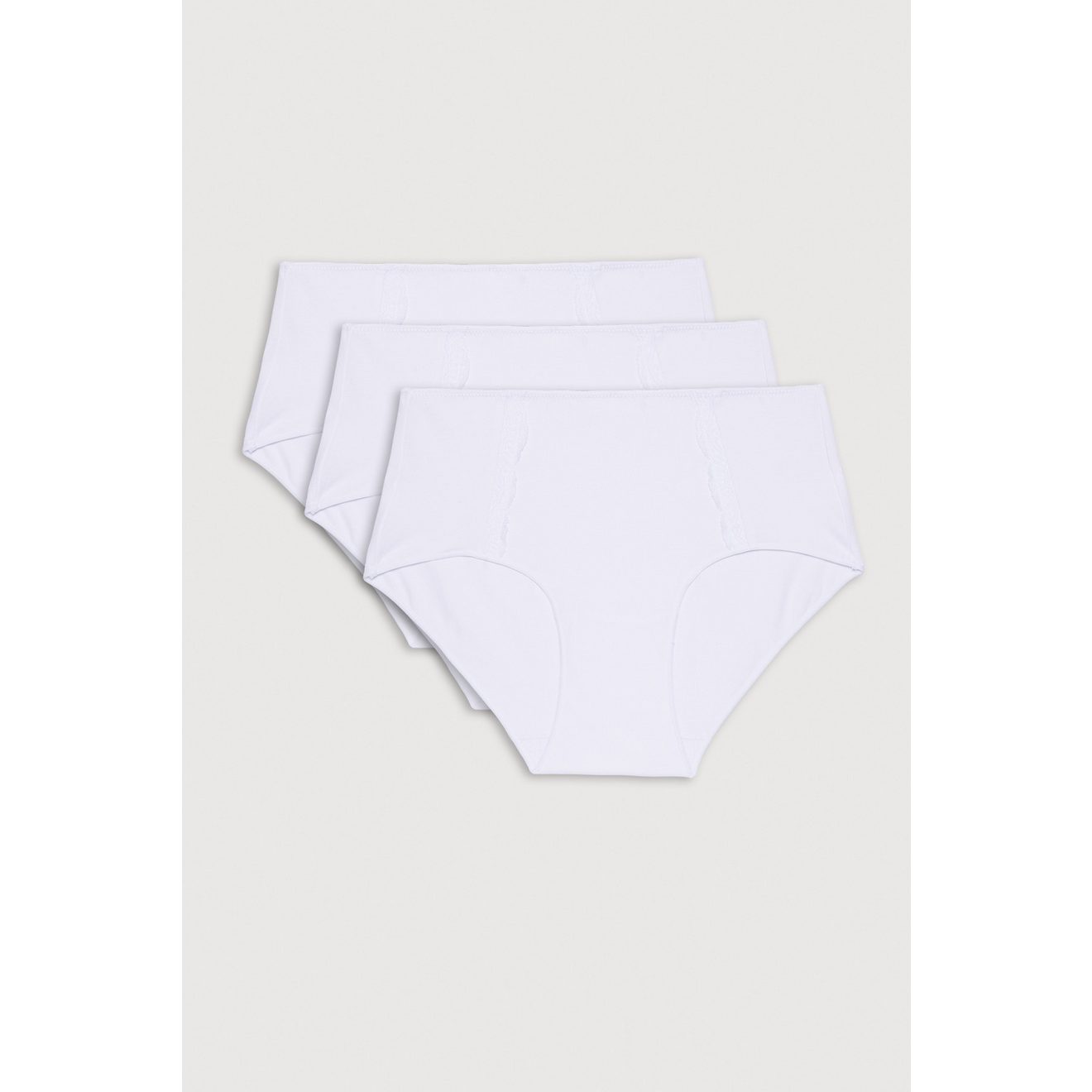 YSABEL MORA Maxislip BASIC COLLECTION COTTON WITH LACE met romantische touch door kant-applicaties (Set van 3)