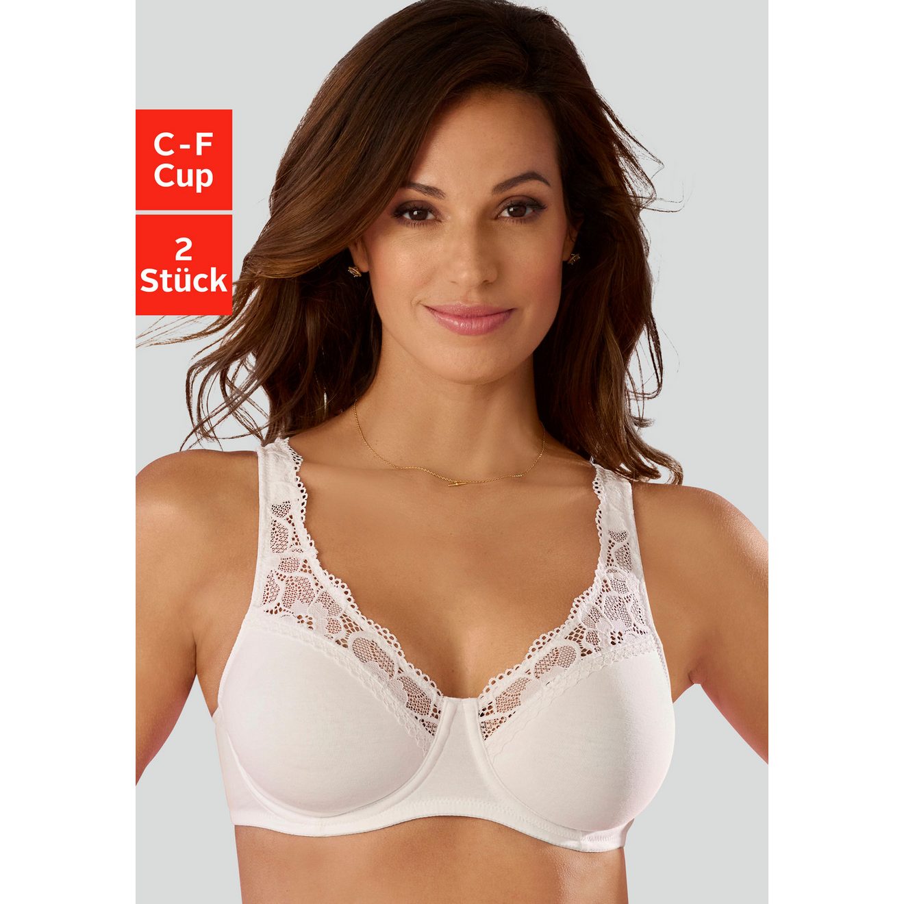 Petite fleur Minimizer-bh met beugel van zachte katoenkwaliteit en kant (Set van 2)