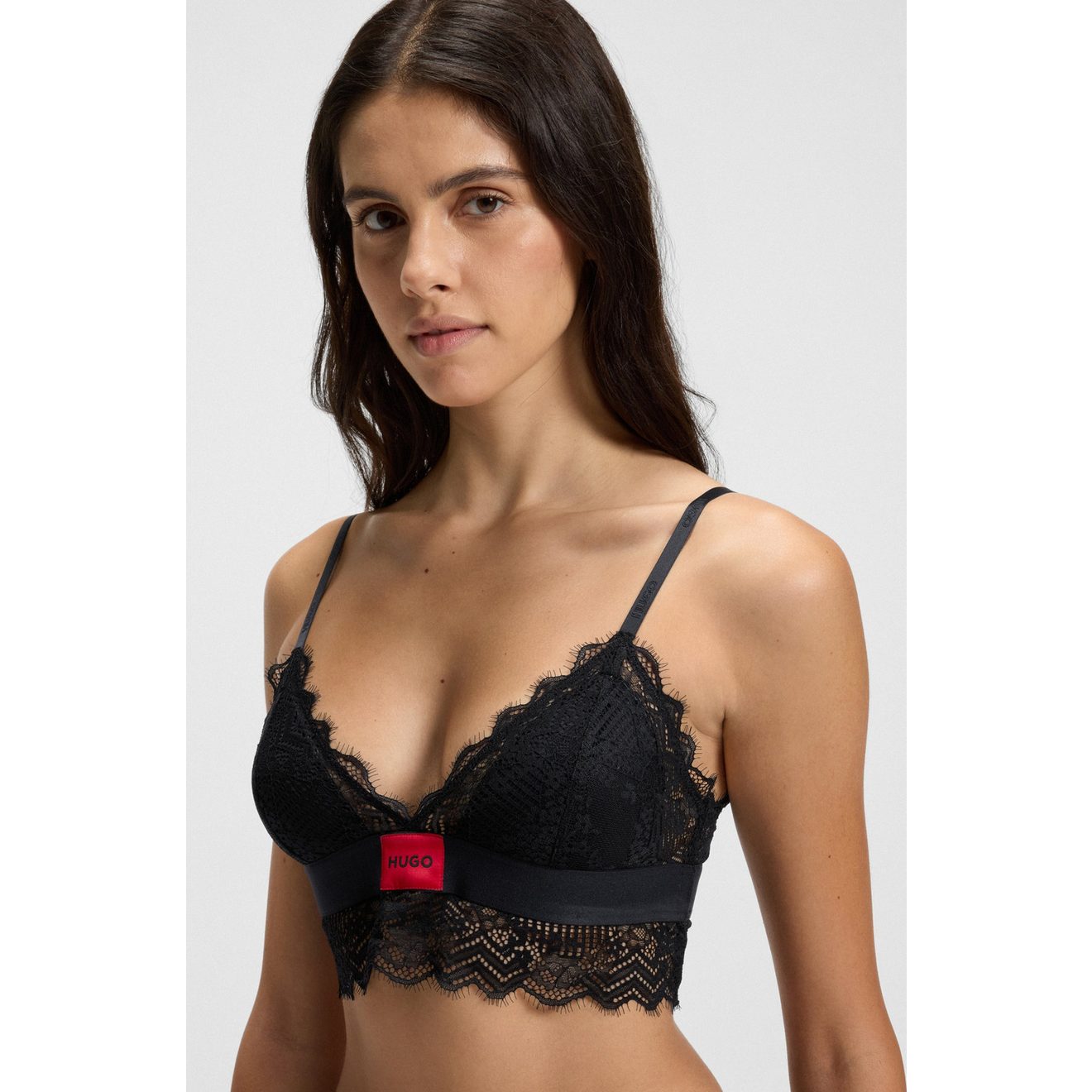 HUGO underwear Beugelloze-bh TRIANGLE RL LACE met hugo-label aan de tailleband
