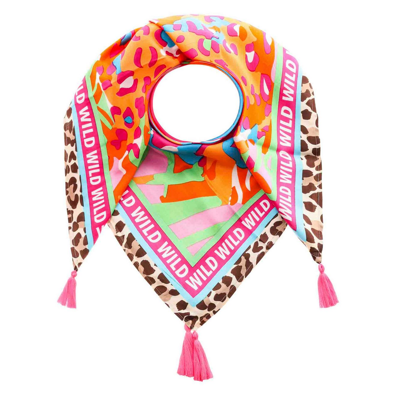 Zwillingsherz Modieus sjaaltje Wild Tropical Leo met leoparden en kwastjes