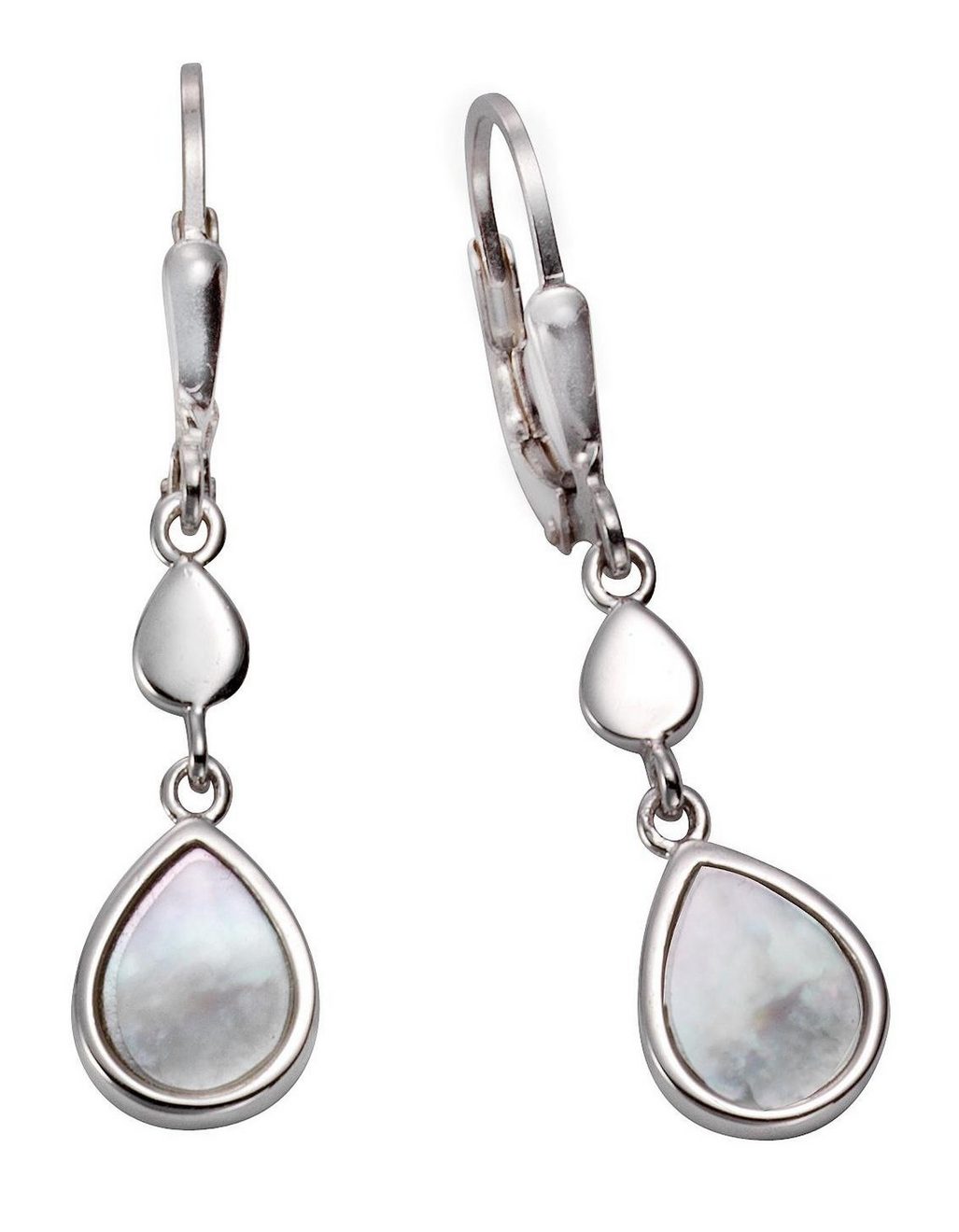 Firetti Paar oorhangers Sieraad cadeau zilver 925 oorbellen patentbeugel druppel parelmoer