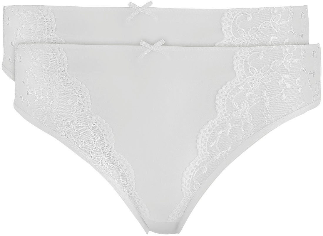 Nina Von C. Jazzpants SILVER EDITION met bloemige kant-inzetten en satijnen sierstrik (2 stuks