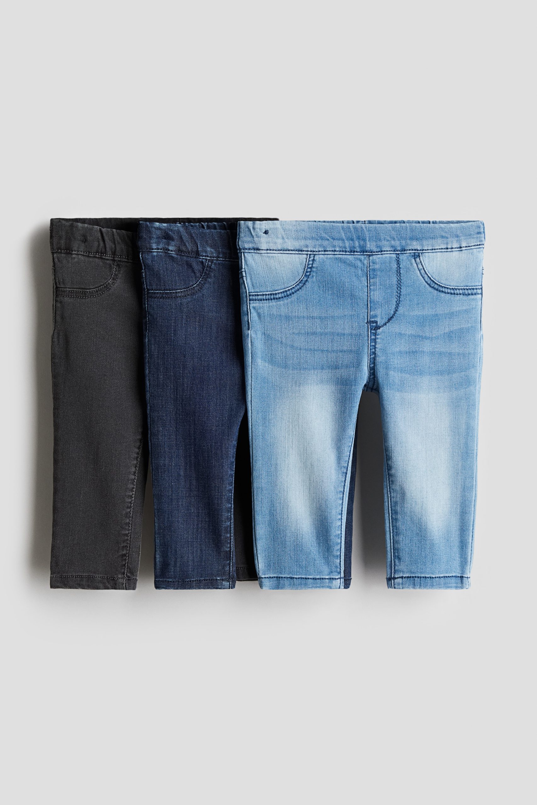 H & M - Set van 3 denim jeggings - Blauw