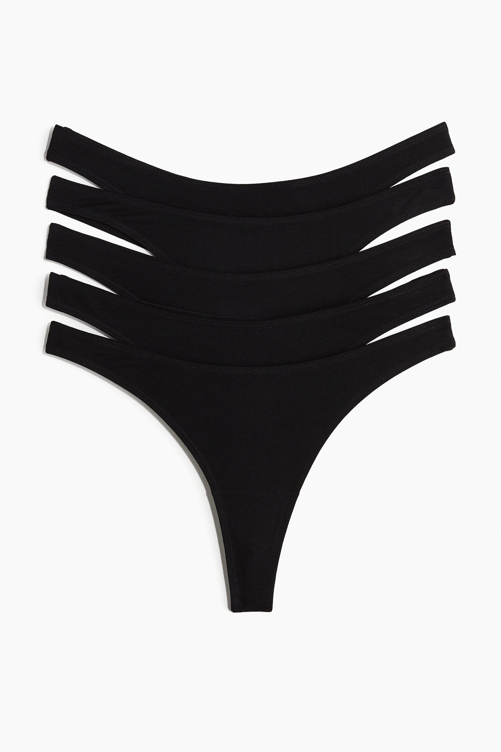 H & M - Set van 5 katoenen slips - Thong - Zwart