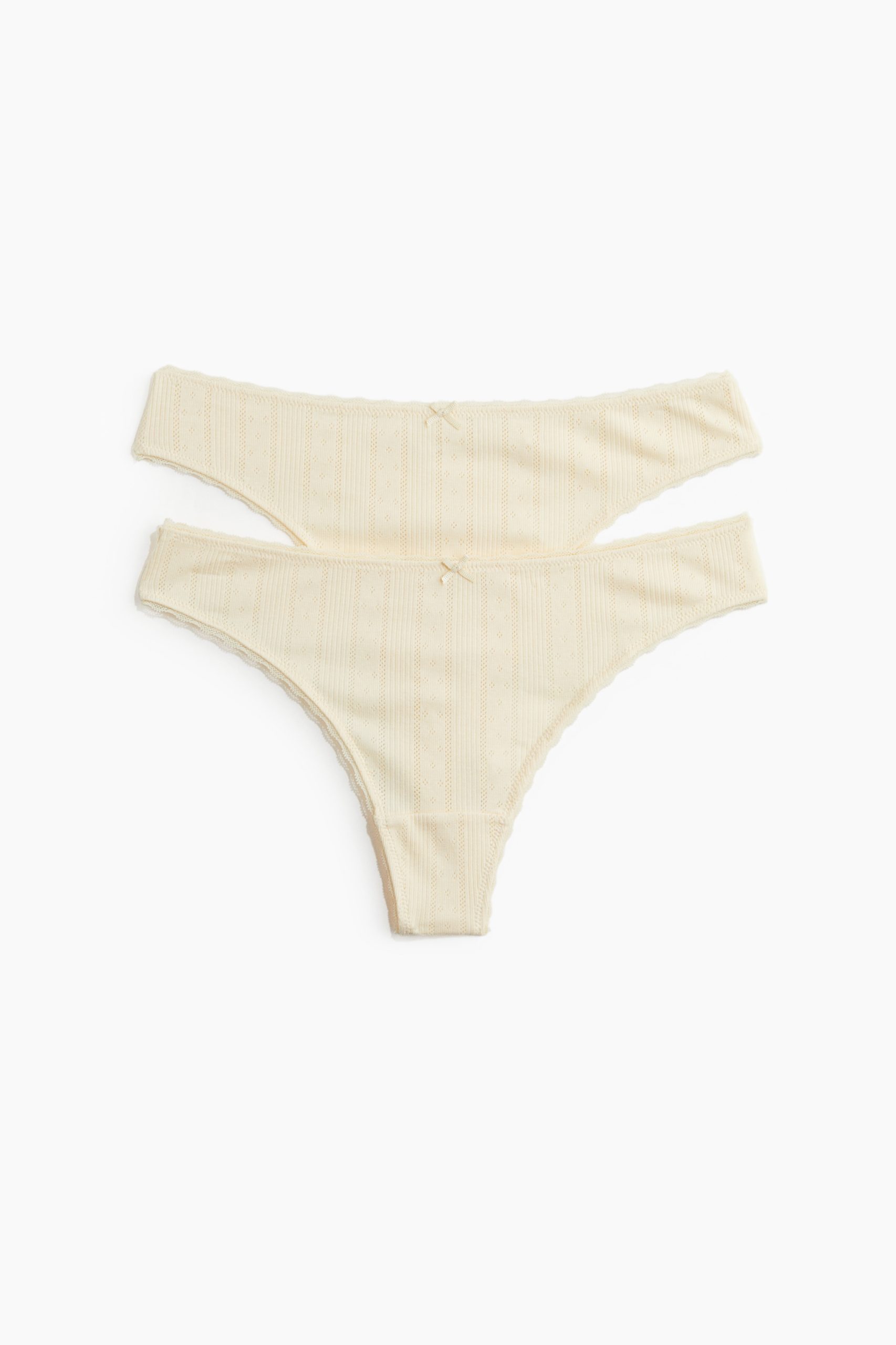 H & M - Set van 2 slips met pointelledessin - Thong - Geel