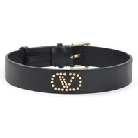 Valentino Garavani Kettingen - Leather Bracelet With Bold Logo And Gold Studs in black