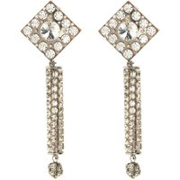 Alessandra Rich Oorbellen - Geometric Rhinestone-Embellished Clip Earrings in silver